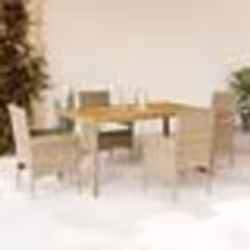 vidaXL Ensemble à manger de jardin et coussins 5pcs beige rotin acacia