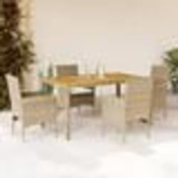 vidaXL Ensemble à manger de jardin et coussins 5pcs beige rotin acacia