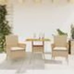 vidaXL Ensemble à manger de jardin et coussins 3pcs beige rotin acacia