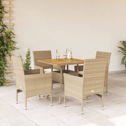 Vidaxl - Ensemble à manger de jardin et coussins 5pcs beige rotin acacia