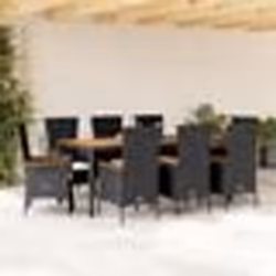 vidaXL Ensemble à manger de jardin 9pcs coussins noir résine tressée