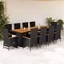 vidaXL Ensemble à manger de jardin 11 pcs coussins noir résine tressée