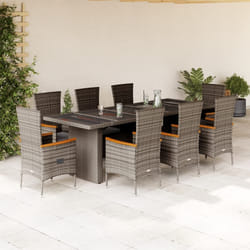 vidaXL Ensemble à manger de jardin 9 pcs coussins gris résine tressée