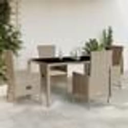 vidaXL Ensemble à manger de jardin avec coussins 5pcs Beige poly rotin