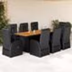 vidaXL Ensemble à manger de jardin 9pcs coussins noir résine tressée