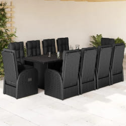 vidaXL Ensemble à manger 11 pcs Noir