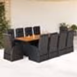 vidaXL Ensemble à manger de jardin 11 pcs coussins noir résine tressée