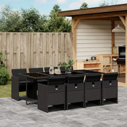 Vidaxl - Ensemble à manger de jardin 9pcs coussins noir résine tressée