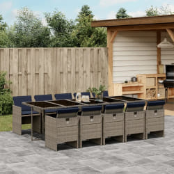 vidaXL Ensemble à manger de jardin 11 pcs coussins gris résine tressée