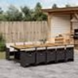 vidaXL Ensemble à manger de jardin 11 pcs coussins noir résine tressée