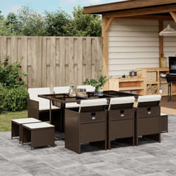 Vidaxl - Ensemble à manger de jardin et coussins 11 pcs marron rotin