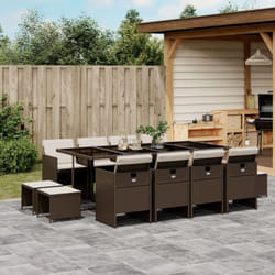 Vidaxl - Ensemble à manger de jardin avec coussins 13 pcs marron rotin