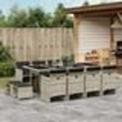 vidaXL Ensemble à manger de jardin et coussins 13 pcs gris clair rotin