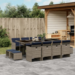 vidaXL Ensemble à manger de jardin avec coussins 13 pcs résine tressée
