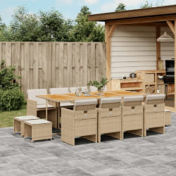 vidaXL Ensemble à manger de jardin et coussins 13 pcs beige