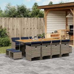 vidaXL Ensemble à manger de jardin avec coussins 13 pcs résine tressée