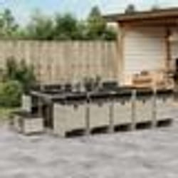 vidaXL Ensemble à manger de jardin et coussins 15 pcs gris clair rotin