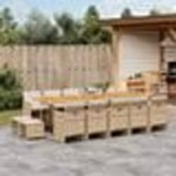 vidaXL Ensemble à manger de jardin et coussins 15 pcs beige