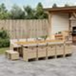vidaXL Ensemble à manger de jardin et coussins 15 pcs beige