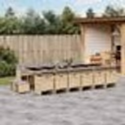 vidaXL Ensemble à manger de jardin et coussins 17 pcs mélange beige