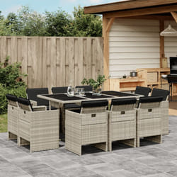 Vidaxl - Ensemble à manger de jardin 11pcs avec coussins gris poly rotin