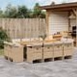 vidaXL Ensemble à manger de jardin et coussins 13 pcs beige