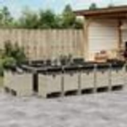 vidaXL Ensemble à manger de jardin et coussins 15 pcs gris clair rotin