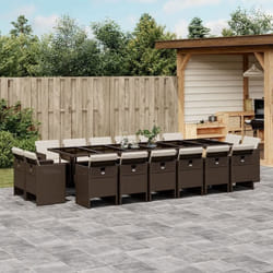 vidaXL Ensemble à manger de jardin et coussins 17 pcs marron rotin