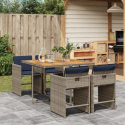 vidaXL Ensemble à manger de jardin 5 pcs coussins gris résine tressée