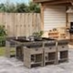 vidaXL Ensemble à manger de jardin et coussins 7 pcs gris rotin