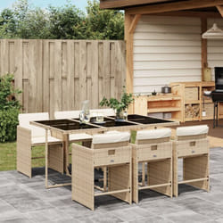 Vidaxl - Ensemble à manger de jardin et coussins 7 pcs beige poly rotin