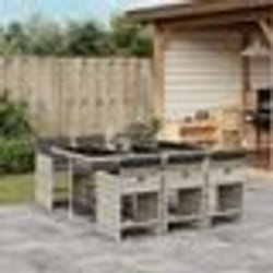 vidaXL Ensemble à manger de jardin et coussins 7 pcs gris clair rotin