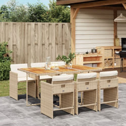 Vidaxl - Ensemble à manger de jardin et coussins 7 pcs beige poly rotin