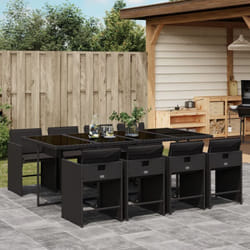 Vidaxl - Ensemble à manger de jardin 9pcs coussins noir résine tressée