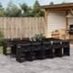 vidaXL Ensemble à manger de jardin 11 pcs coussins noir résine tressée