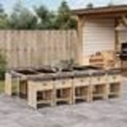 vidaXL Ensemble à manger de jardin et coussins 11 pcs mélange beige