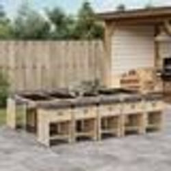 vidaXL Ensemble à manger de jardin et coussins 11 pcs mélange beige