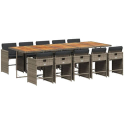 Vidaxl - Ensemble à manger de jardin 11pcs avec coussins gris poly rotin