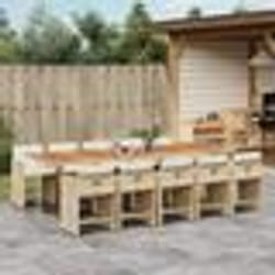 vidaXL Ensemble à manger de jardin et coussins 11 pcs beige poly rotin