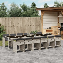 vidaXL Ensemble à manger de jardin et coussins 13 pcs gris clair rotin