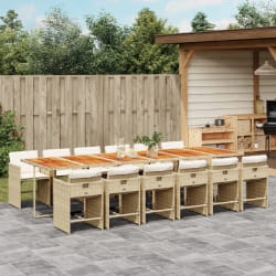 vidaXL Ensemble à manger de jardin et coussins 13 pcs beige