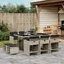 vidaXL Ensemble à manger de jardin 11pcs avec coussins gris poly rotin