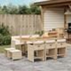 vidaXL Ensemble à manger de jardin et coussins 11 pcs beige poly rotin
