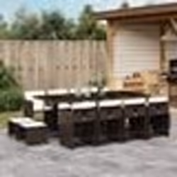 vidaXL Ensemble à manger de jardin avec coussins 13 pcs marron rotin