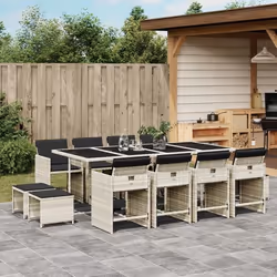 vidaXL Ensemble à manger de jardin et coussins 13 pcs gris clair rotin