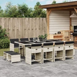 vidaXL Ensemble à manger de jardin et coussins 13 pcs gris clair rotin