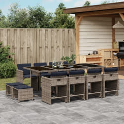 vidaXL Ensemble à manger de jardin avec coussins 13 pcs résine tressée