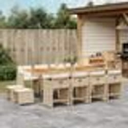 vidaXL Ensemble à manger de jardin et coussins 13 pcs beige