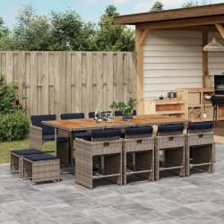 vidaXL Ensemble à manger de jardin avec coussins 13 pcs résine tressée