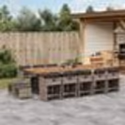 vidaXL Ensemble à manger de jardin 15 pcs coussins gris résine tressée